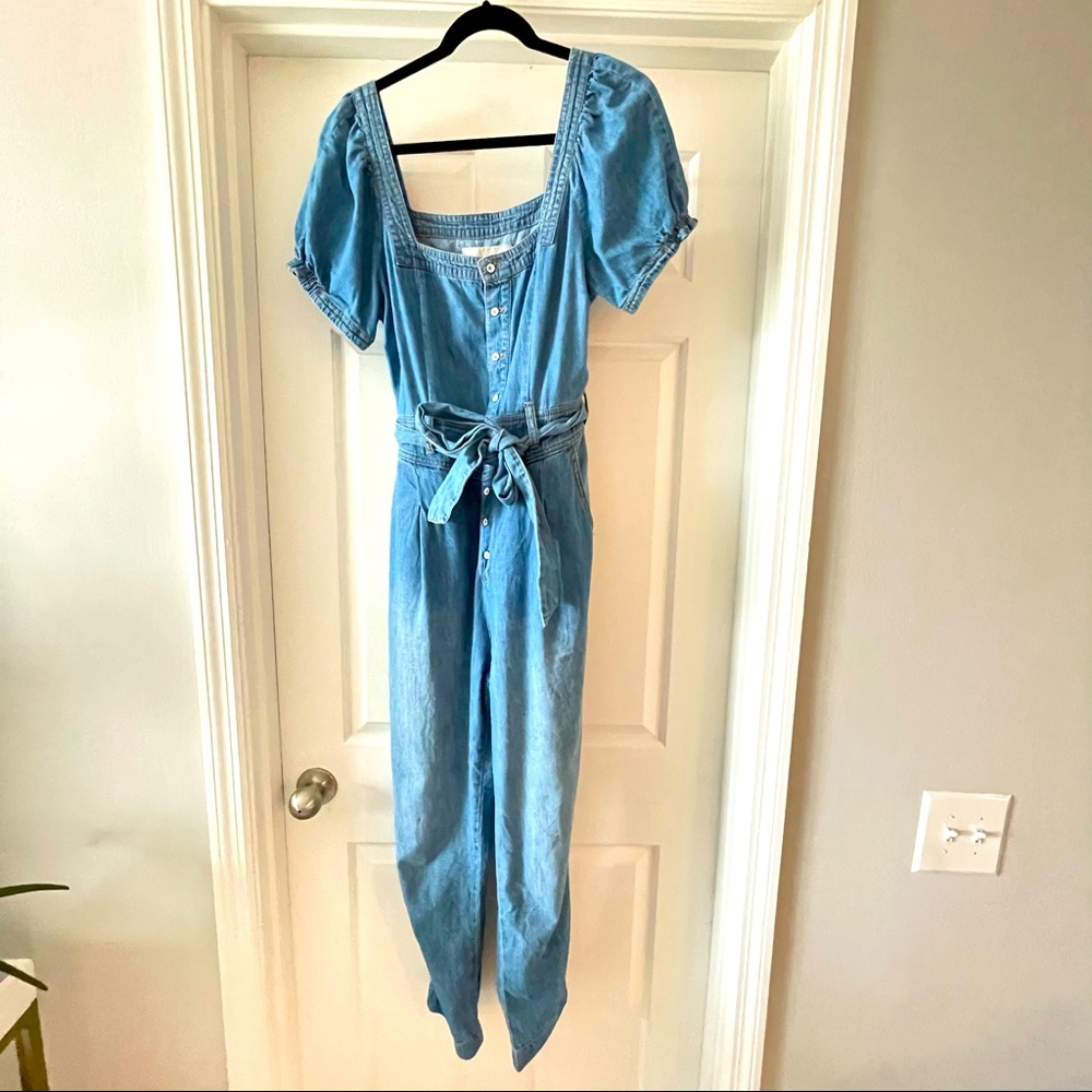 Anthropologie light rinsed denim jumpsuit